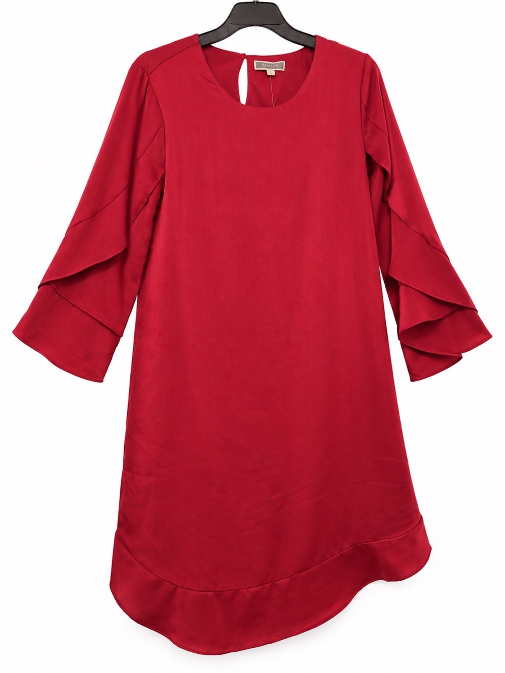 Pleione Red Ruffle-Sleeve Midi Dress